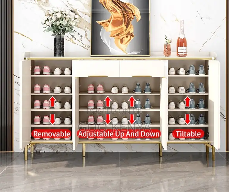 Home Cabinet; Modern Shoe Rack With Clean Lines and MDF Construction
