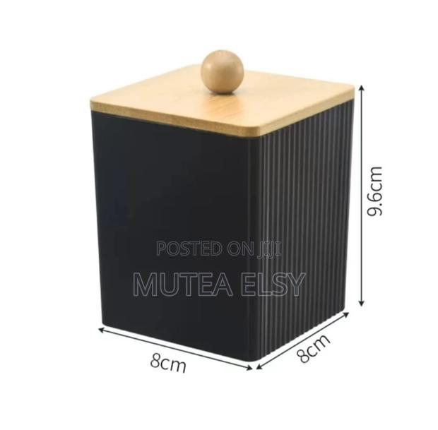 Black Multifunctional Makeup Cotton Pad Storage Boxes With Brawn Lids - main view