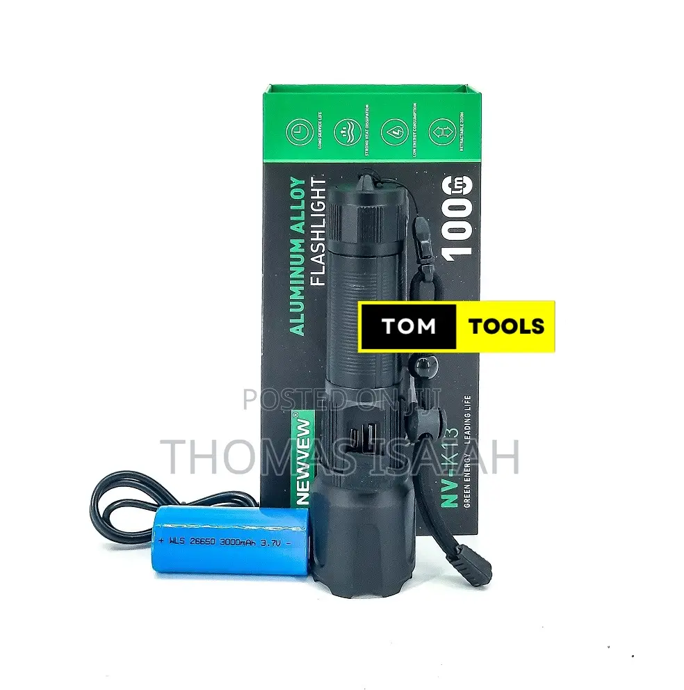 1000 Lumen Aluminum Alloy Led Torch With 3000mah 26650 Battery