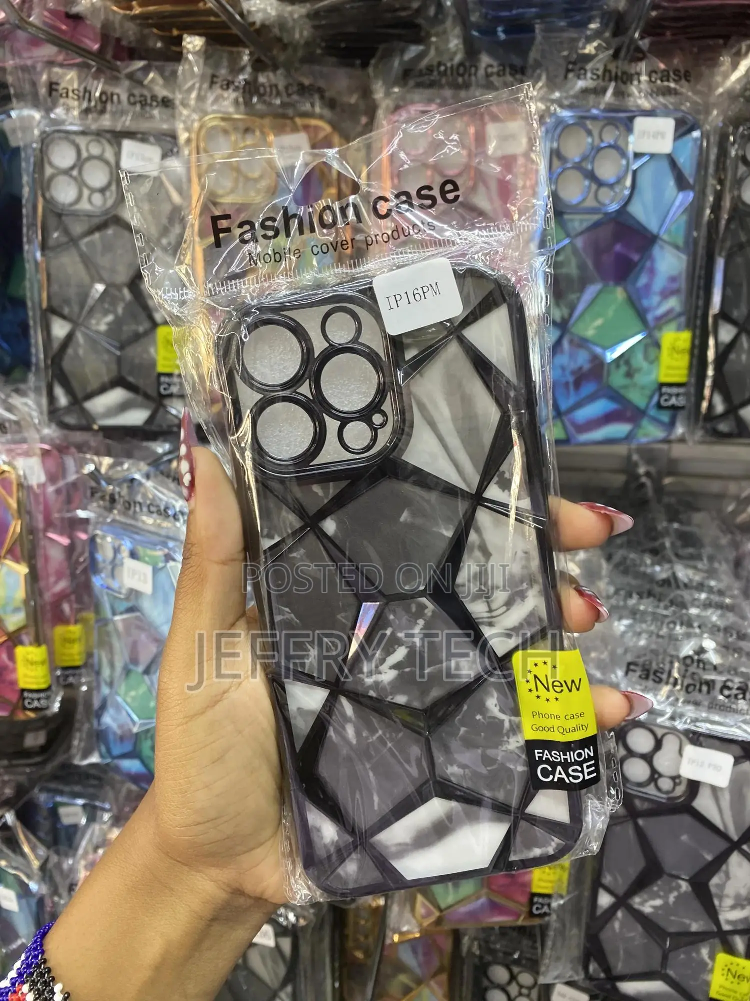 Giseax Diamond Cut Case for iPhone 16 Pro Max Geometric Marble Design