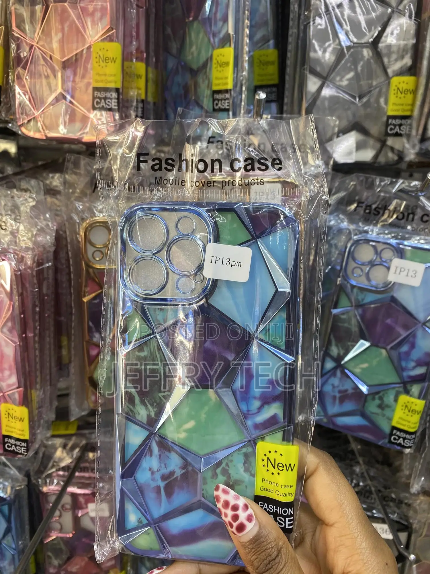 Resou iPhone 13 Pro Max Geometric Shape Diamond Mesh Pattern Case