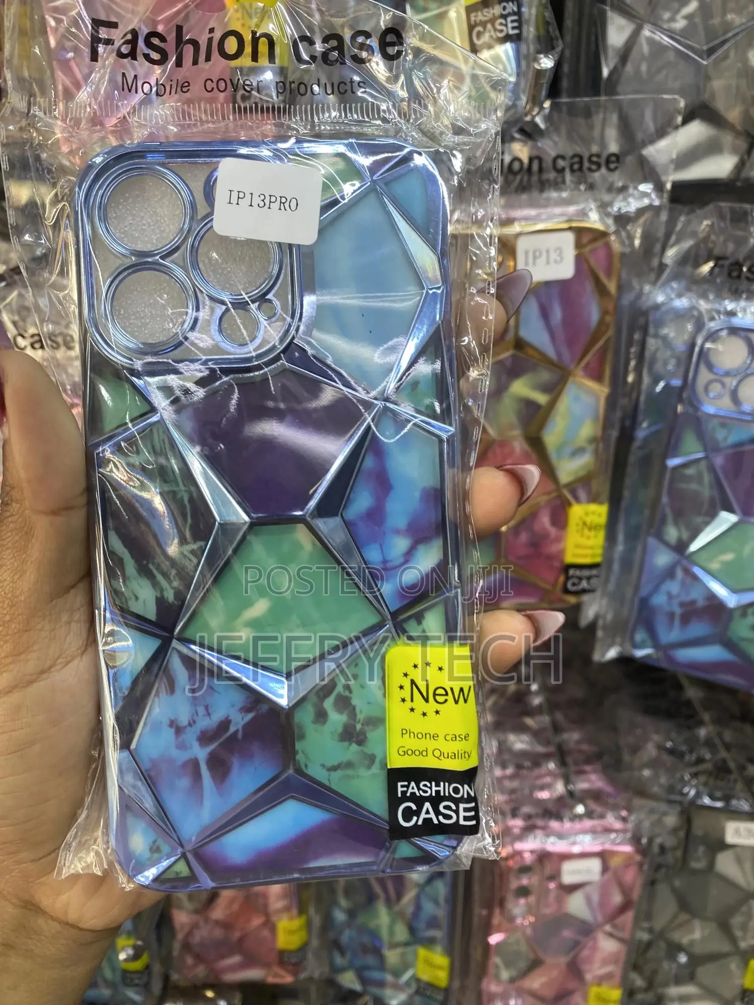 Hsrpro iPhone 13 Pro Geometric Diamond Shape Cover With Chrome Plating