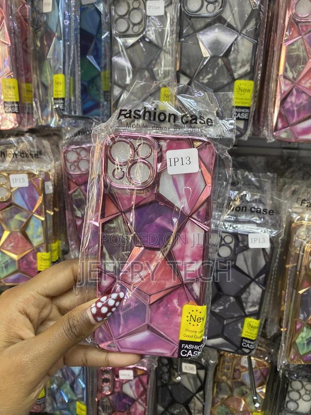 Mobiste Diamond Cut Case for iPhone 13 Geometric Marble Design (Pink) - main view