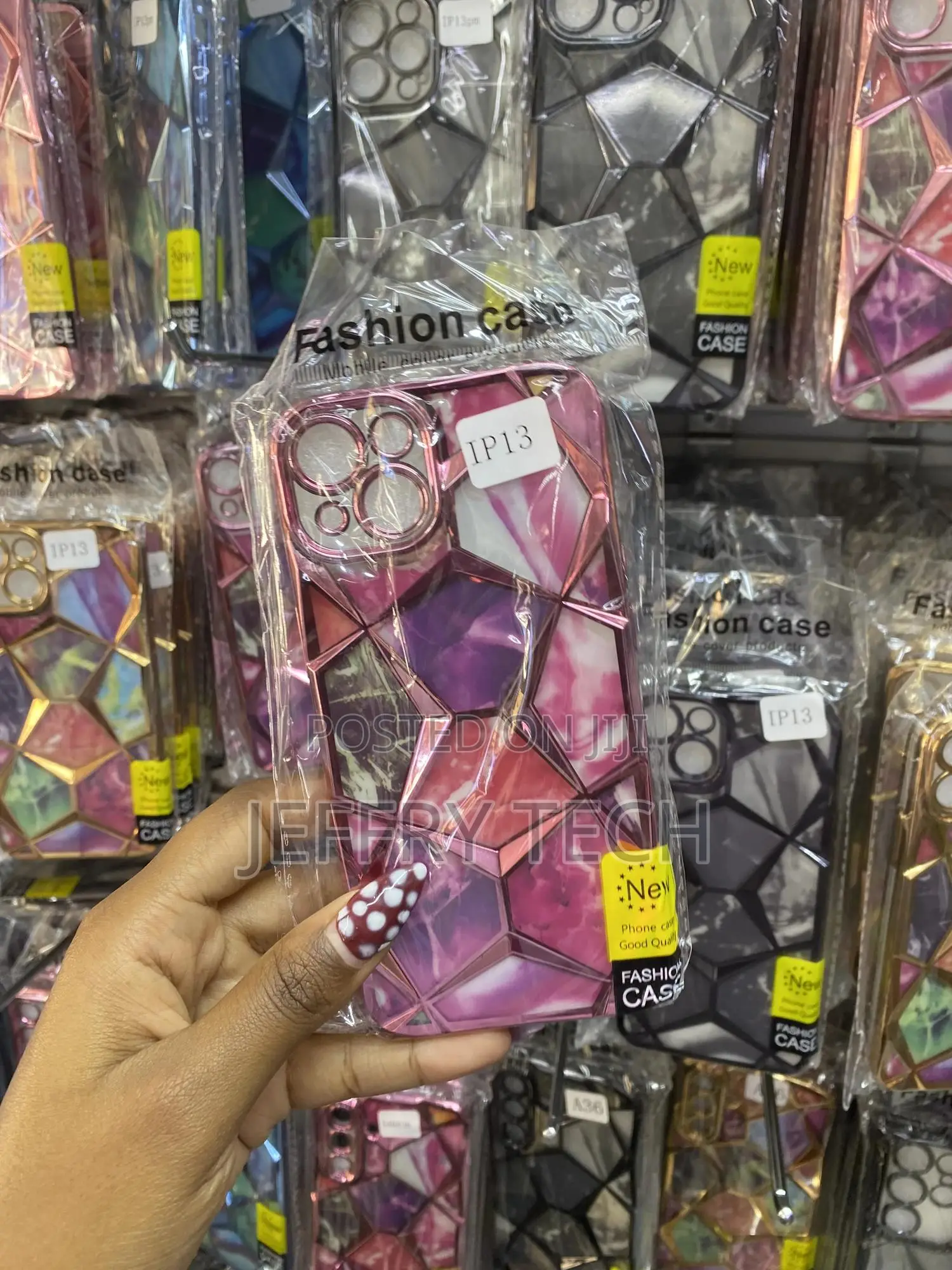 Mobiste Diamond Cut Case for iPhone 13 Geometric Marble Design (Pink)