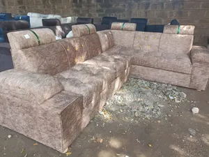 L-Shaped Fabric Sofa With High Backrests