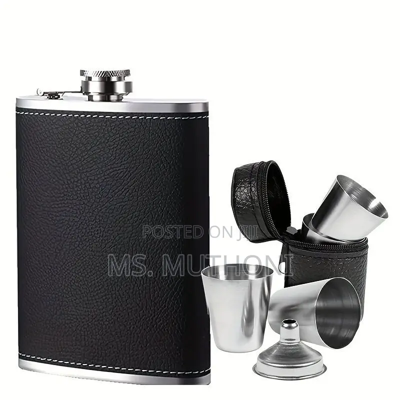 Hip Flask Gift Set (Flask ,Funnel 4stainless Steel Shot Glasses. )