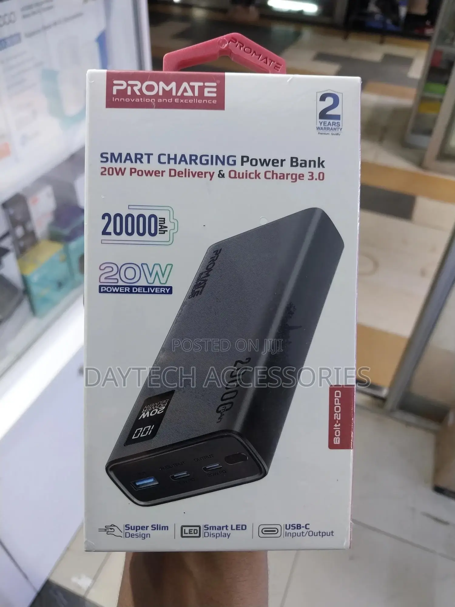Promate Bolt-20pd Smart Charging Power Bank 20000mah