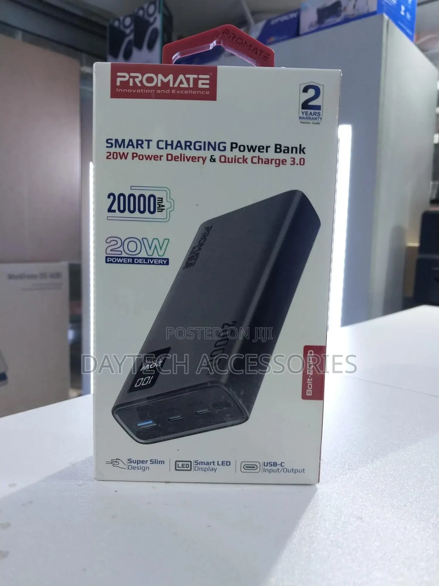 Promate Bolt-20pd Smart Charging Power Bank 20000mah
