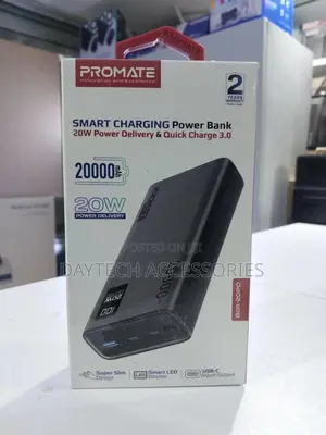 Promate Bolt-20pd Smart Charging Power Bank 20000mah