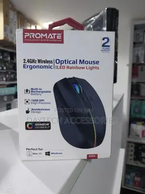 Promate Sleek Wireless Rechargeable Mouse (Kitt) - Adjustable 1600 Dpi
