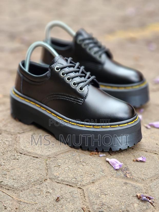 Dr. Martens 8053 Quad Platform Shoe in Black Smooth Leather. - main view