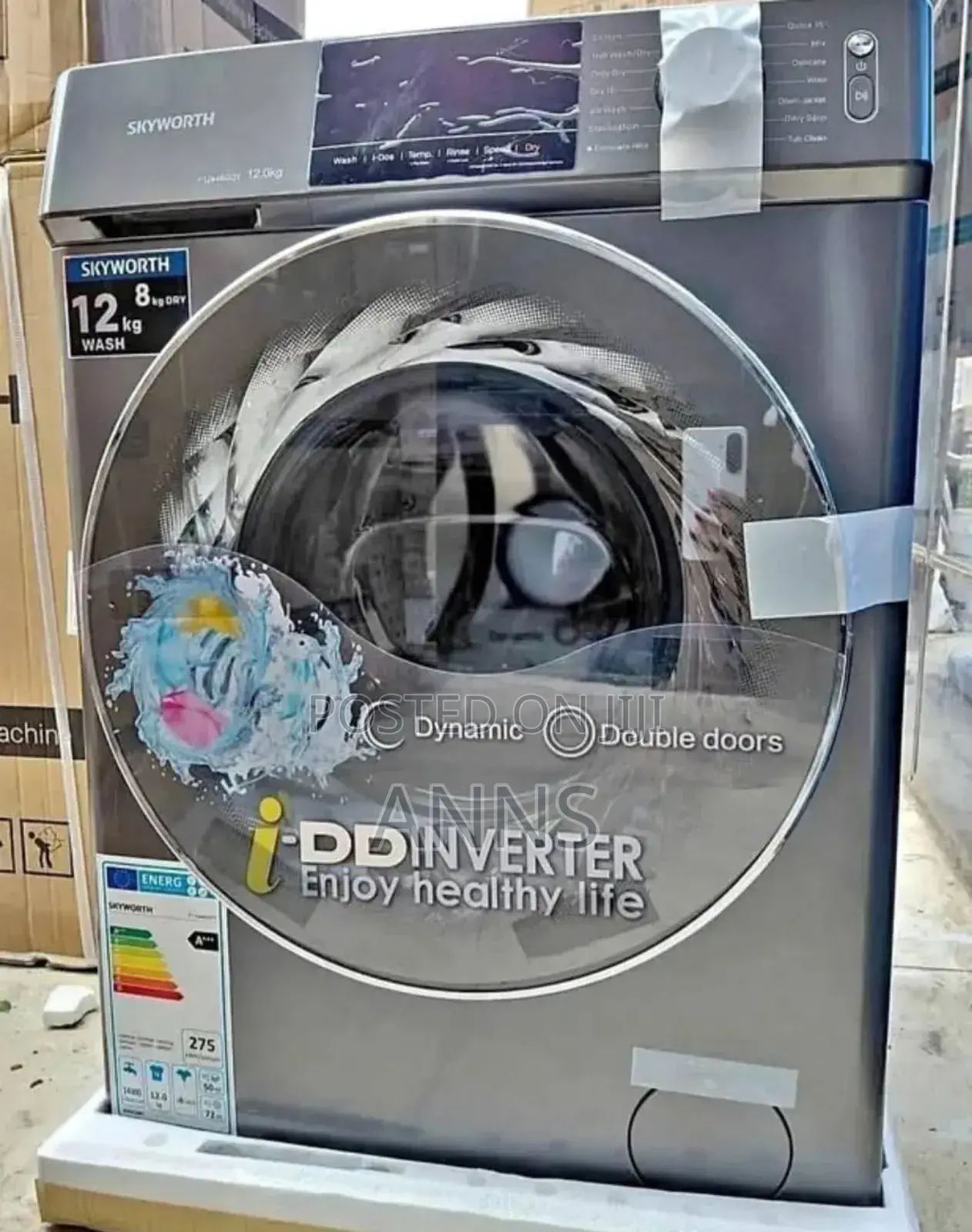 Double Door Skyworth 12/8 KGS Washing Machine Wash and Dry