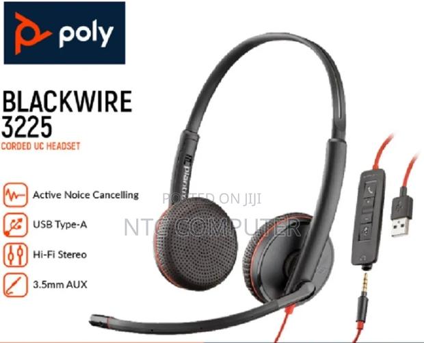Poly Blackwire 3225 Stereo Usb-C Headset +3.5mm Plug +Usb-C/a Adapter