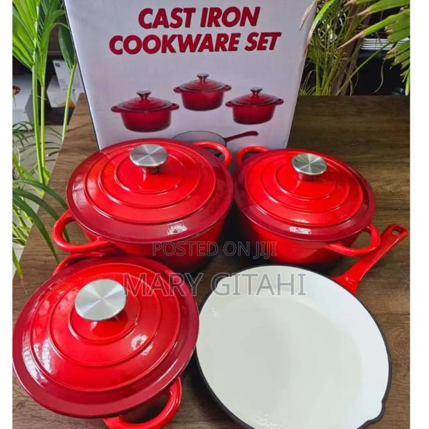 Multicoloured 7pcs Enamel Cast Iron Cooking Pots* - main view