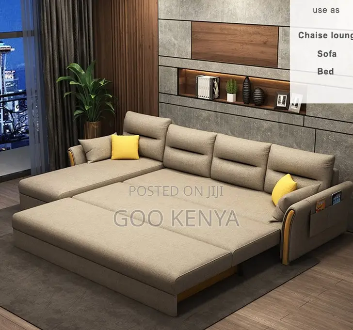 Home Sofa Bed; Spacefold Grey Foldable Leather Sofa Bed