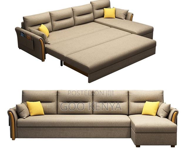 Home Sofa Bed; Spacefold Grey Foldable Leather Sofa Bed - thumbnail 2