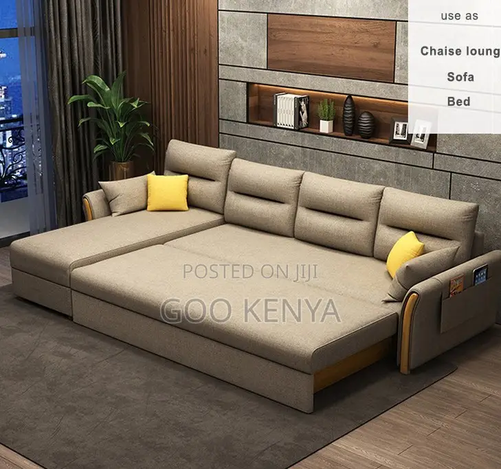 Home Sofa Bed; Spacefold Grey Foldable Leather Sofa Bed