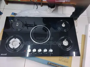 Bolesi Hob 4gas and 1 Electric Tempered Glass,1 Wok