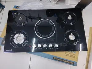 Bolesi Hob 4gas and 1 Electric Tempered Glass,1 Wok