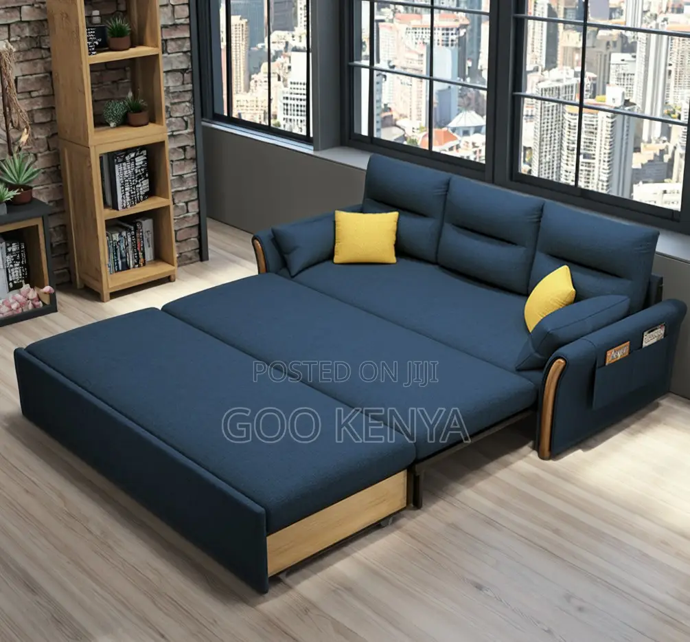 Home Sofa; Slimfold Grey Spacesaving Leather Sofa Bed