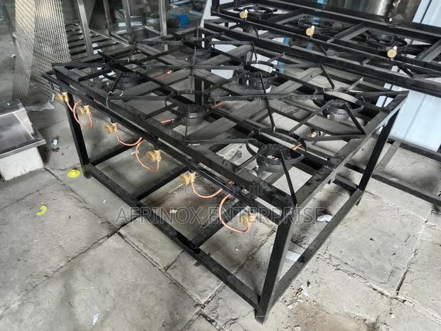 Mild Steel 6 Burner Gas Cooker – Commercial Use, Strong Burners,