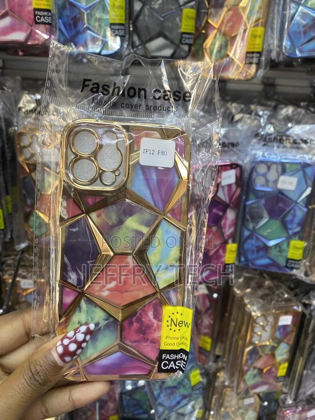 Jispok iPhone 12 Pro Geometric Diamond Pattern Cover With Plating - main view