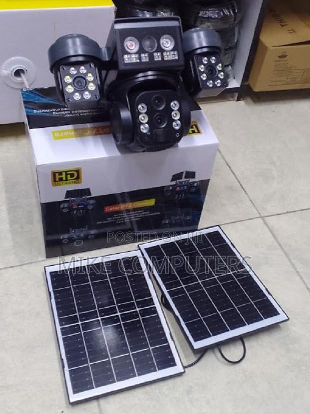 Solar 4g Simcard V380 Triple Lens Three Screens Camera Solar Powered