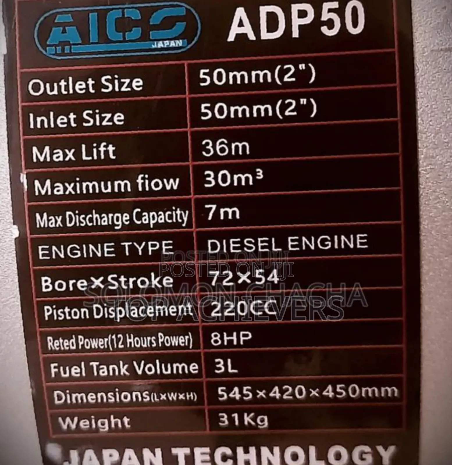 2inch Diesel Water Pump 8hp Engine/Aico Japan 2hp Diesel Water Pump