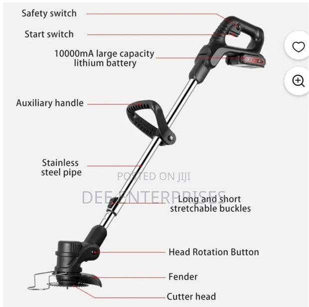Cordless Electric Lawn Mower With Foldable Adjustable Trimmer