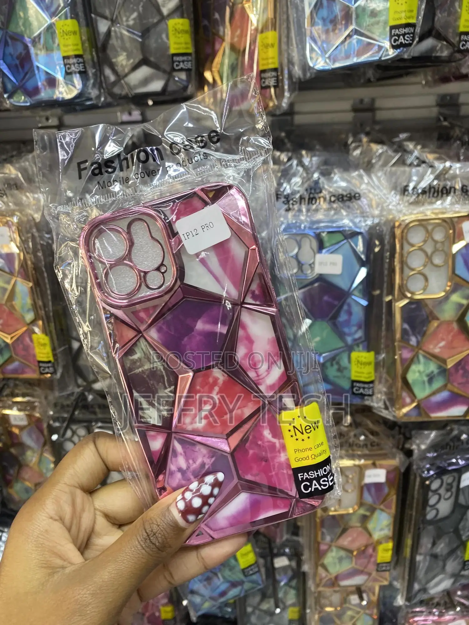 Niufoey iPhone 12 Pro Marble Design Geometric Diamond Shape