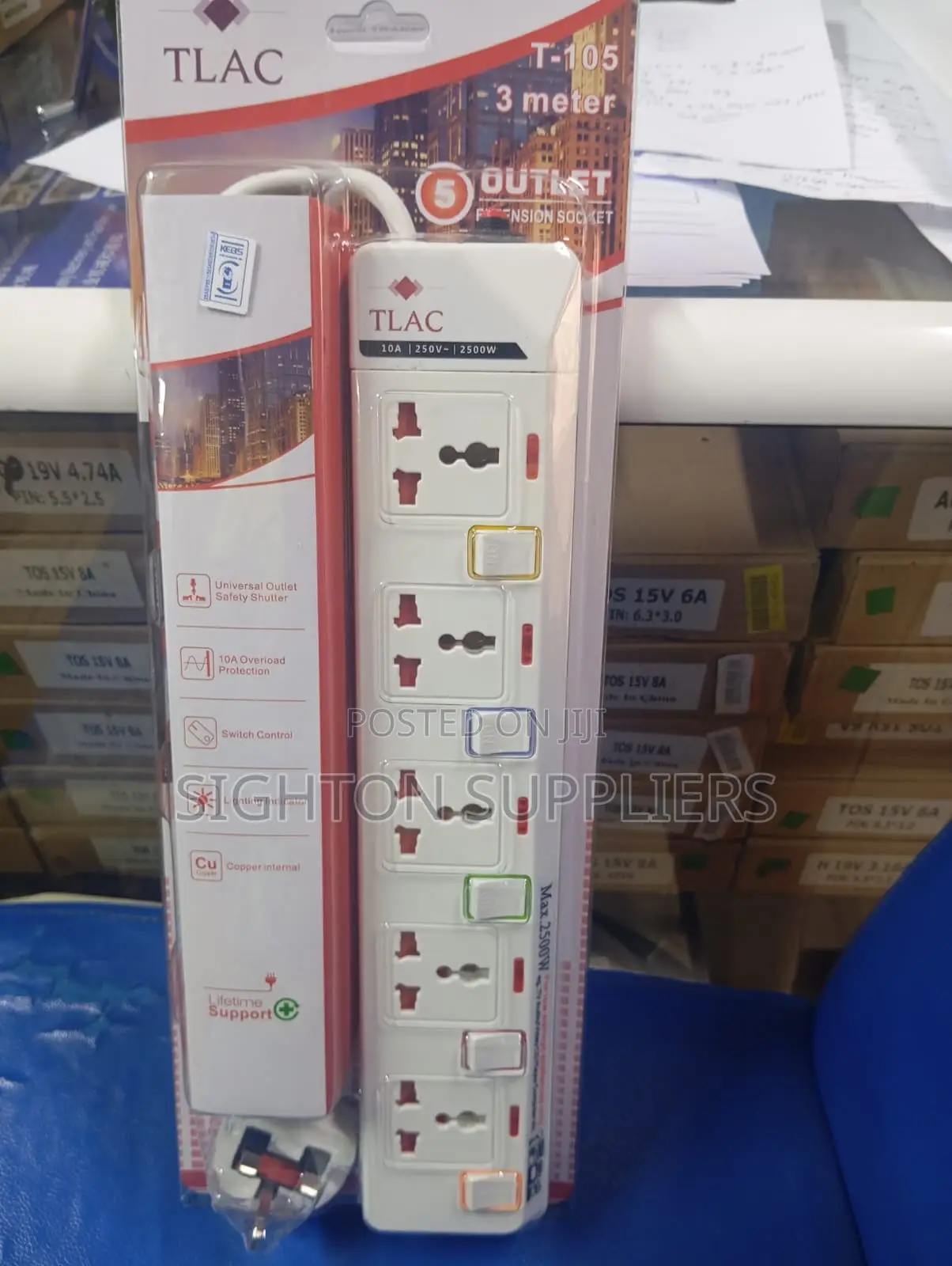 Tlac 5 Way Power Extension With Surge Protector T-105