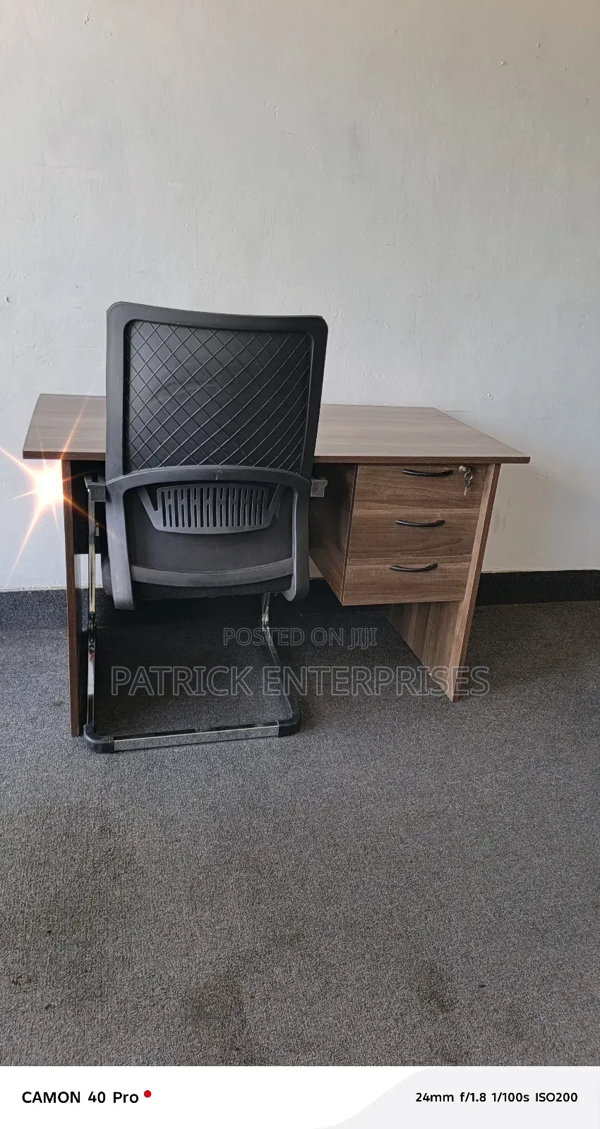 1.2 Mtrs American Walnut Office/ Home Study Deks + Study/Visitor Chair