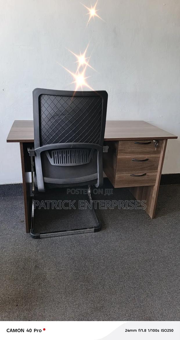 1.2 Mtrs American Walnut Office/ Home Study Deks + Study/Visitor Chair - thumbnail 4