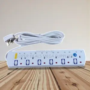 JSB 6 Way 5m Abs Safe Multi Socket Shuttered Power Extension Cord