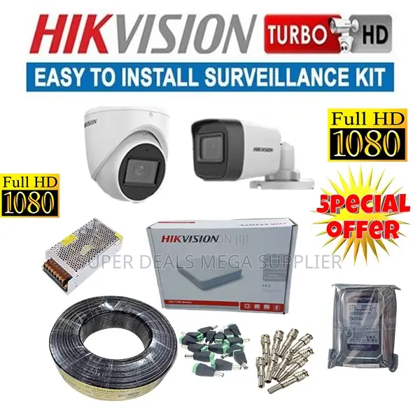 Hikvision 2 Camera 1080p Kit 4 Channel DVR Machine With 500gb Harddisk