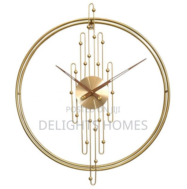 Double-Circle Gold Metal Wall Clock_sb