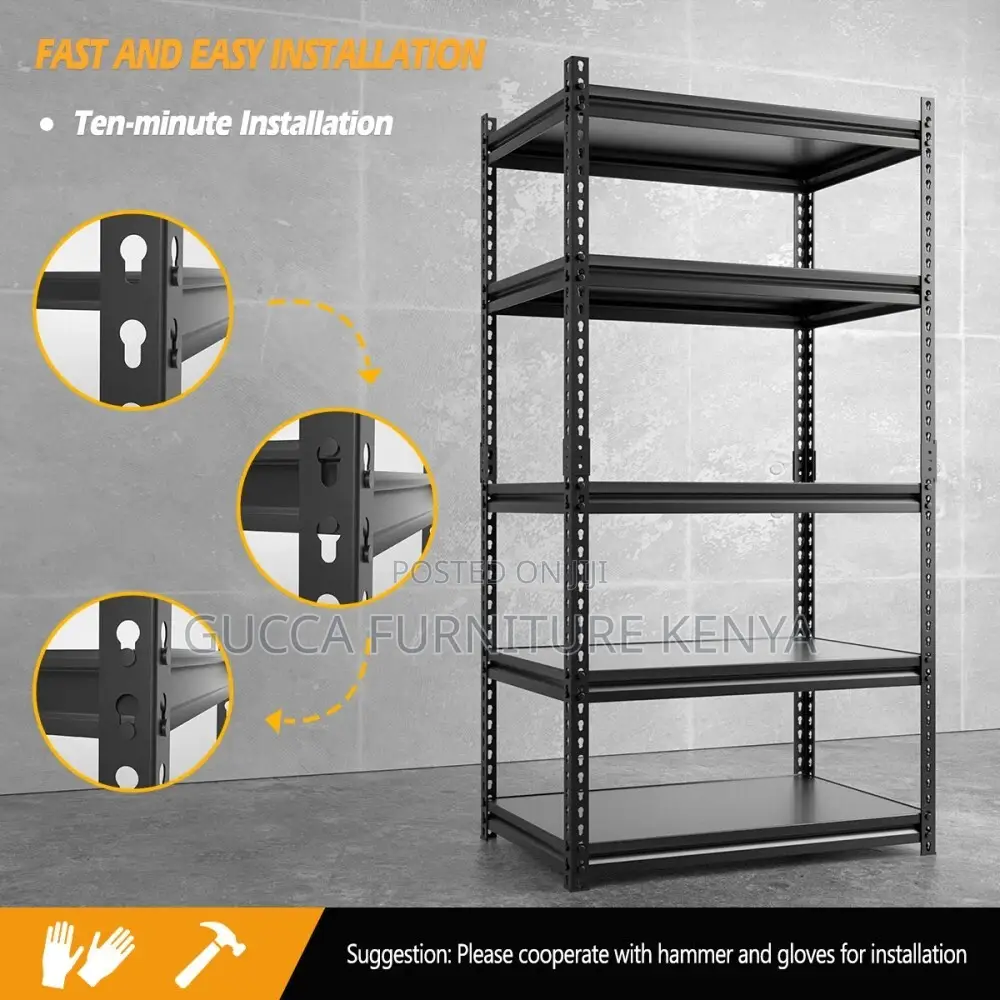 Black 5-Tier Adjustable Metallic Shelving Rack