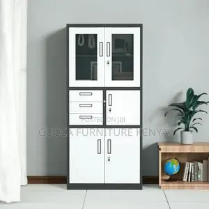 2-Door Gray Half Glass Document Safe Cabinet