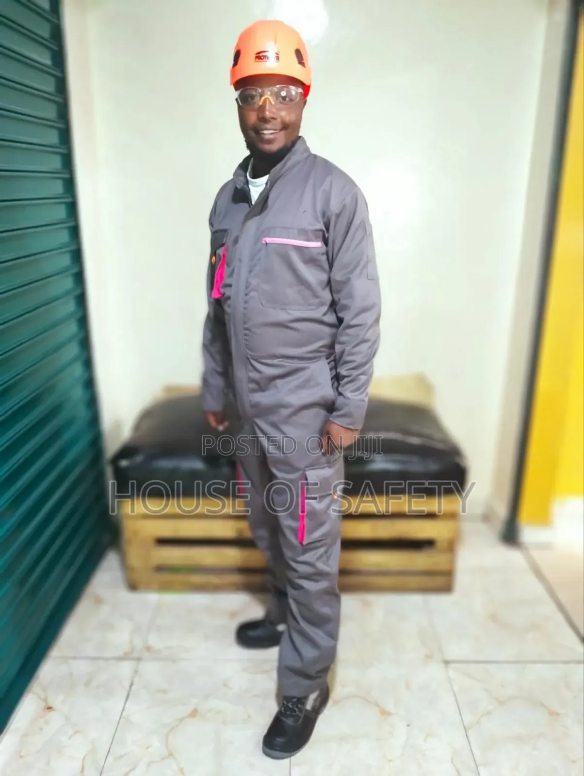 Grey Cargo Pocket Overall With Pink Pockets