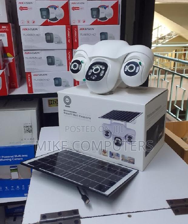 Solar Powered 4g With Sim Card and Mem Card Tripple Lense Camera CCTV