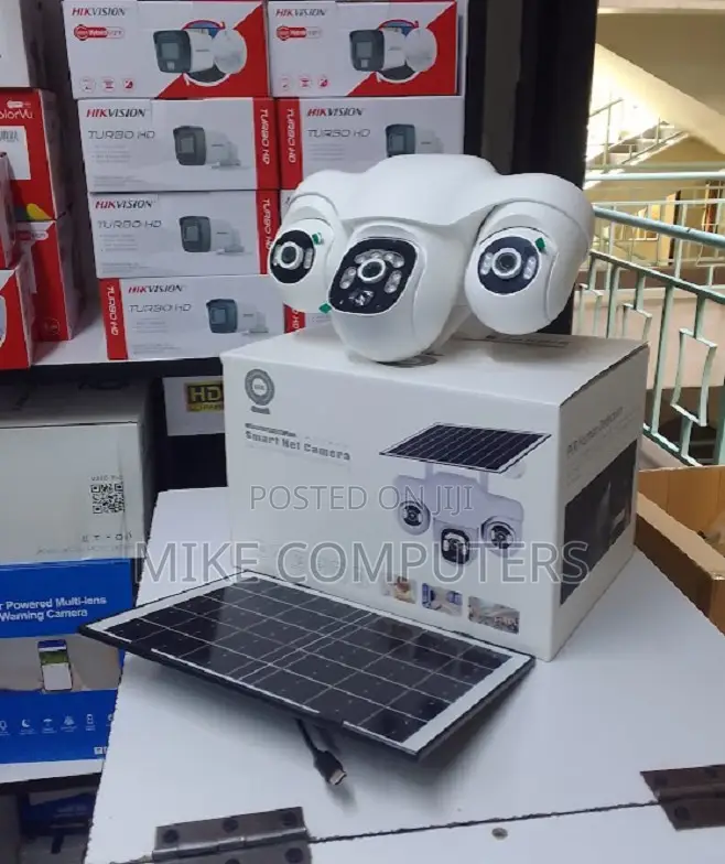 Solar Powered 4g With Sim Card and Mem Card Tripple Lense Camera CCTV