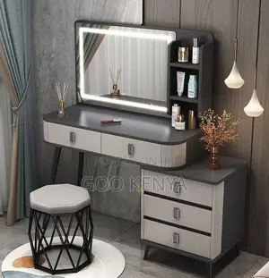 Home Dressing Table; Led Light Makeup Table With Drawers Vanity Set