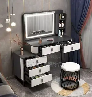 Home Dressing Table; Led Light Makeup Table With Drawers Vanity Set