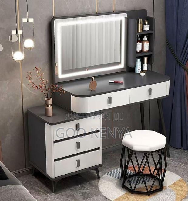 Home Dressing Table; Led Light Makeup Table With Drawers Vanity Set - thumbnail 4