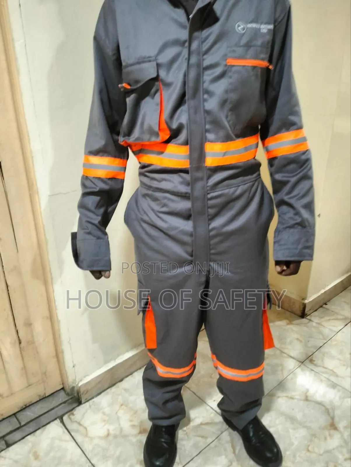 Safety Site Overall in Grey and Orange Stripes