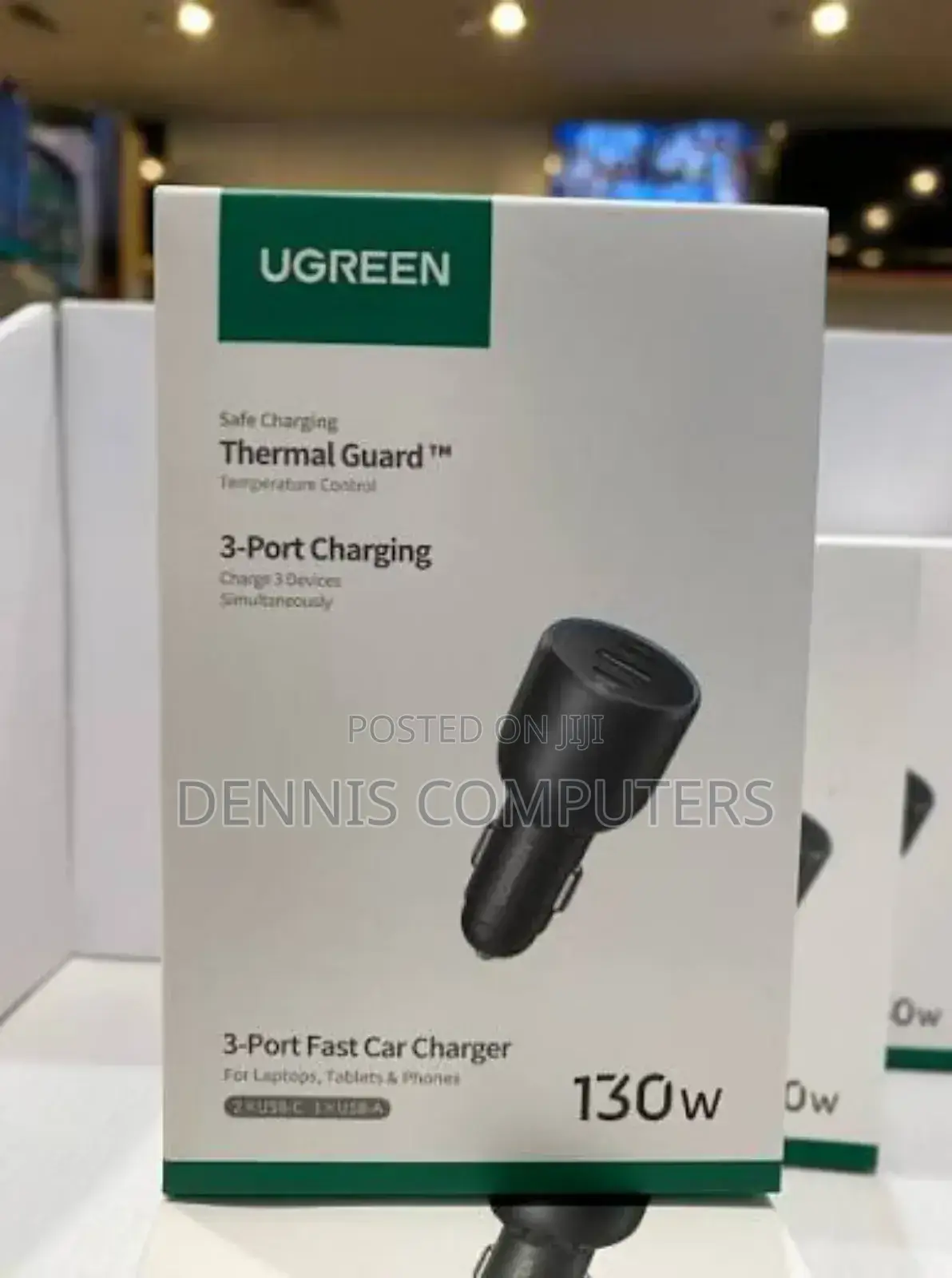 Ugreen 130w 3-Port Fast Car Charger - Ec705
