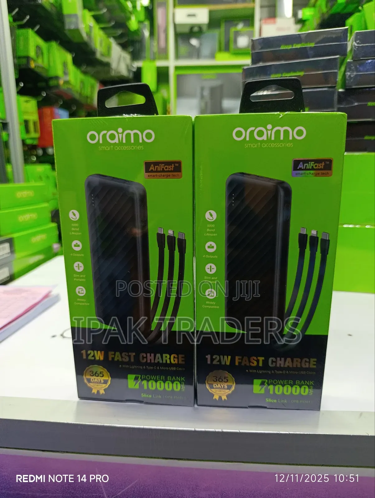 Oraimo Powerbank 10000mah With Cable