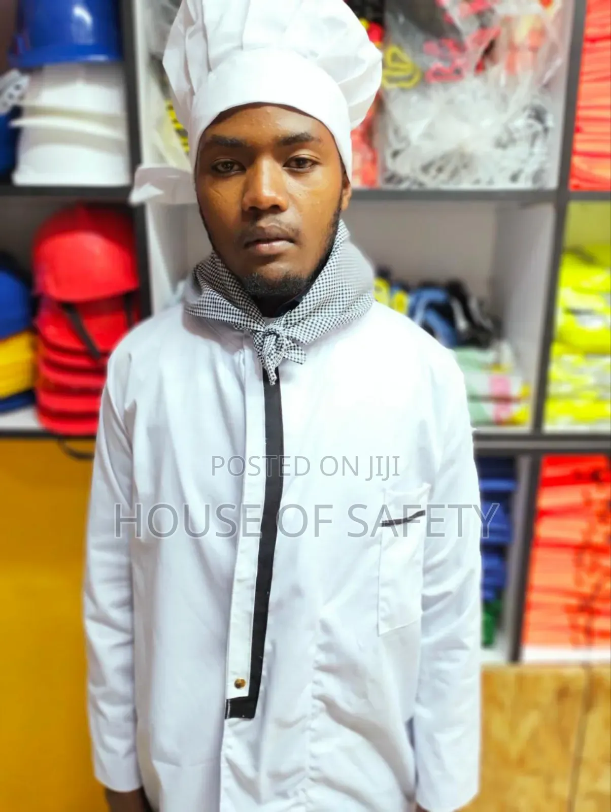 White Chef Jackets With a Front Black Stripes
