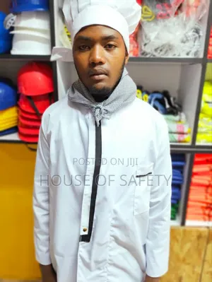 White Chef Jackets With a Front Black Stripes