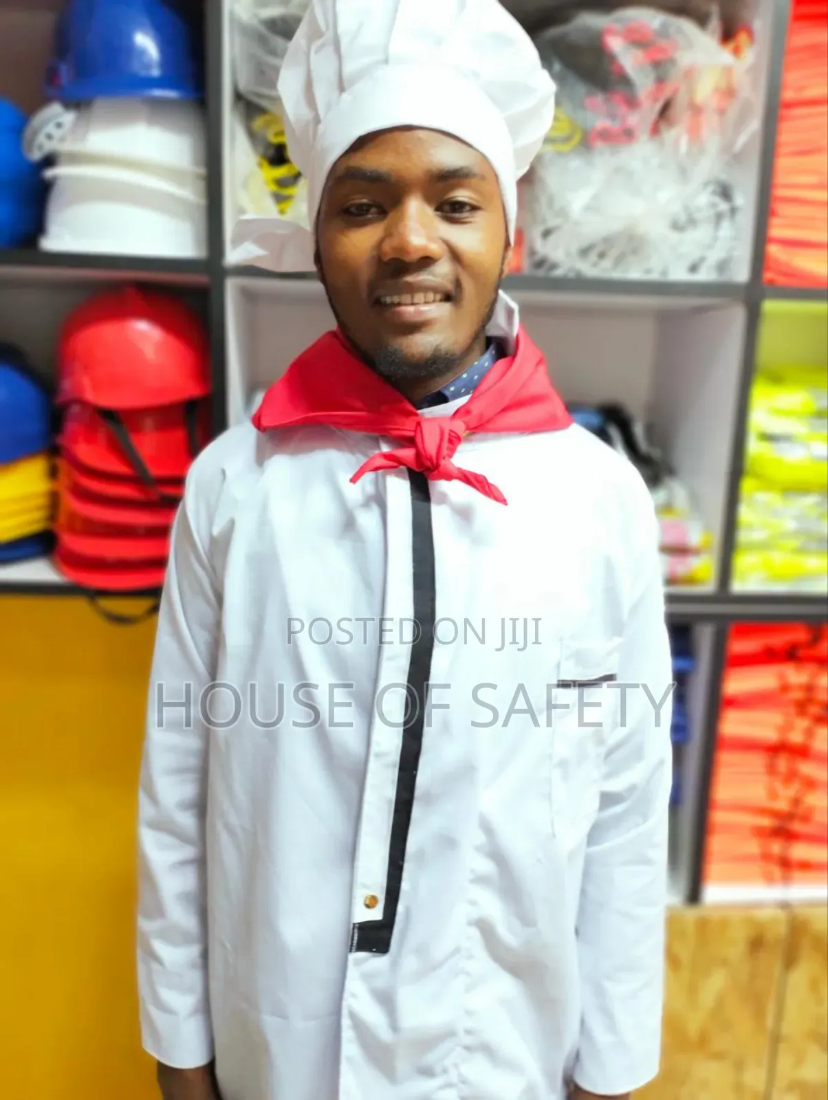 White Chef Jackets With a Front Black Stripes